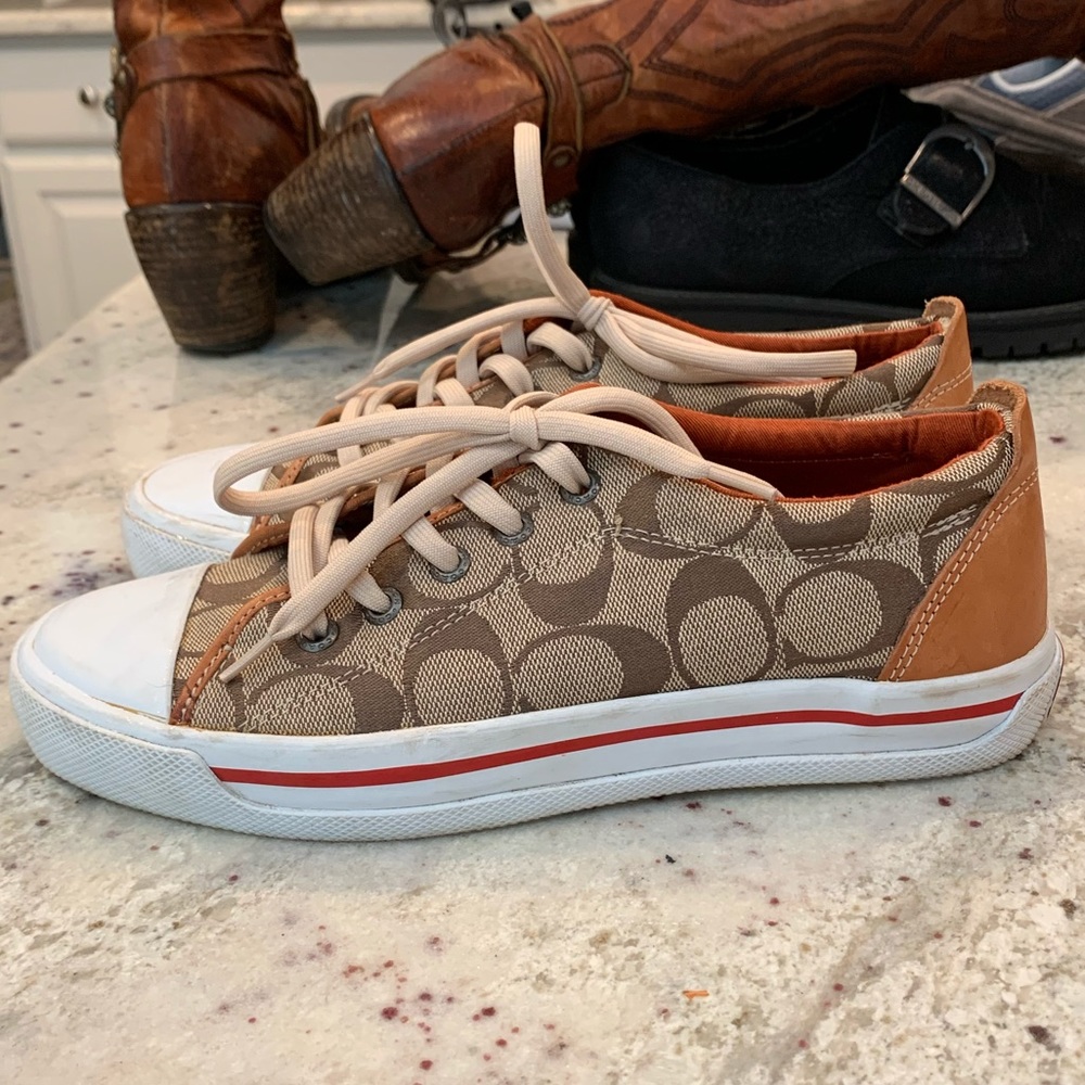 Coach Barrett Pumpkin Spice Leather Trim Sneaker